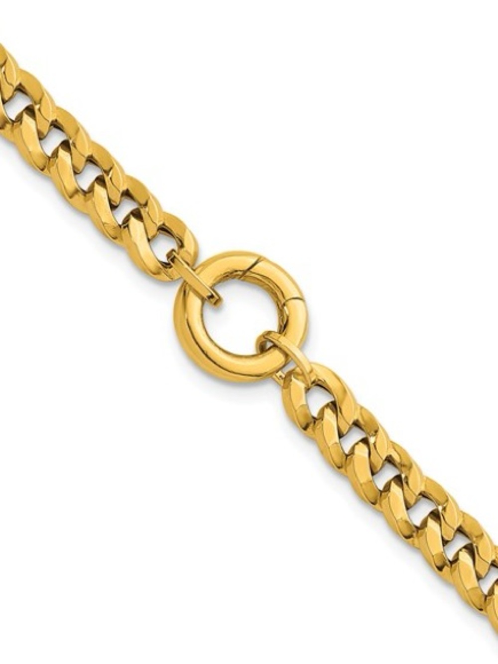 Herco 14K Yellow Gold Curb Chain Charm Holder Bracelet 7.5" Italy 5.6mm